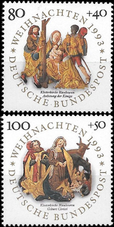 Briefmarken BRD (Bund) 1993, Mi.Nr. 1707-1708, Weihnachten. Postfrisch
