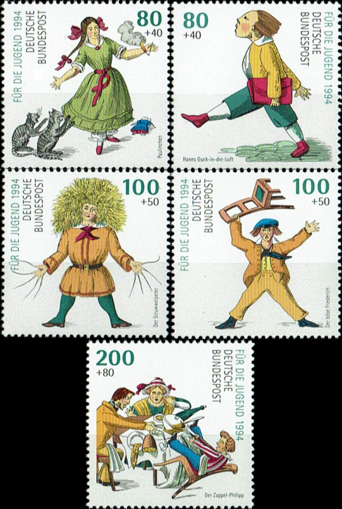 Briefmarken BRD (Bund) 1994, Mi.Nr. 1726-1730, Jugend: Heinrich Hoffmann. Postfrisch
