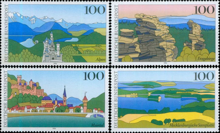 Briefmarken BRD (Bund) 1994, Mi.Nr. 1742-1745, Bilder aus Deutschland (II). Postfrisch