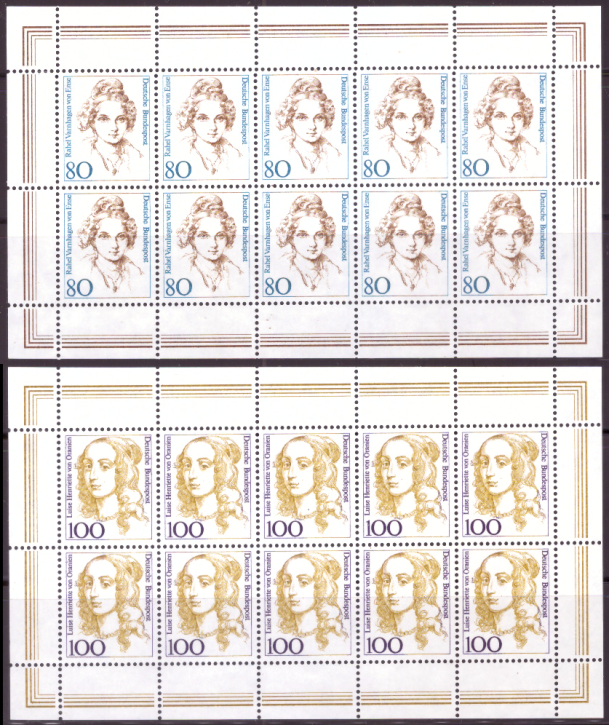 Briefmarken BRD (Bund) 1994, Mi.Nr. 1755-1756  Kleinbogensatz, Freimarken: Frauen der deutschen Geschichte (XV). Postfrisch