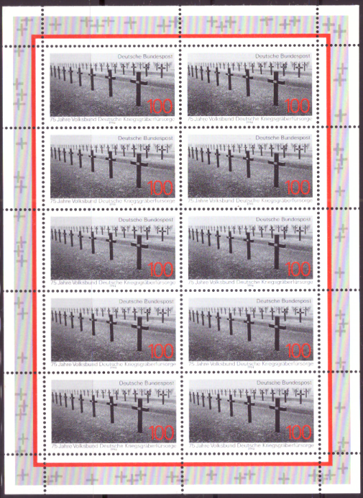 Briefmarken BRD (Bund) 1994, Mi.Nr. 1768 Kleinbogen, Kriegsgräberfürsorge (VDK). Postfrisch