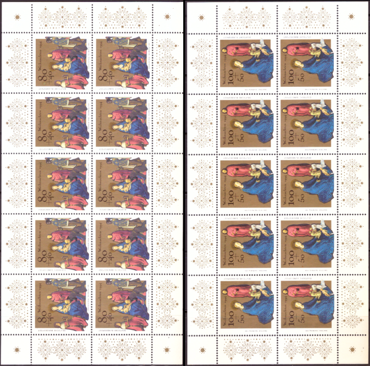 Briefmarken BRD (Bund) 1994, Mi.Nr. 1770-1771 Kleinbogen, Weihnachten. Postfrisch