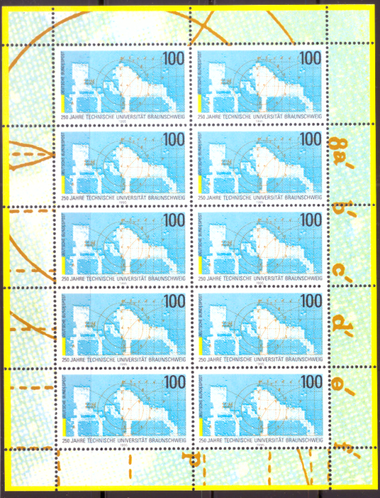 Briefmarken BRD (Bund) 1995, Mi.Nr. 1783 Kleinbogen, Technische Universität Carolo-Wilhelmina. Postfrisch