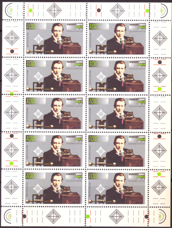 Briefmarken BRD (Bund) 1995, Mi.Nr. 1803 Kleinbogen, 100 Jahre Radio. Postfrisch