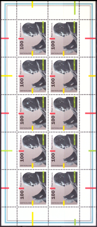 Briefmarken BRD (Bund) 1995, Mi.Nr. 1827 Kleinbogen, Paul Hindemith. Postfrisch
