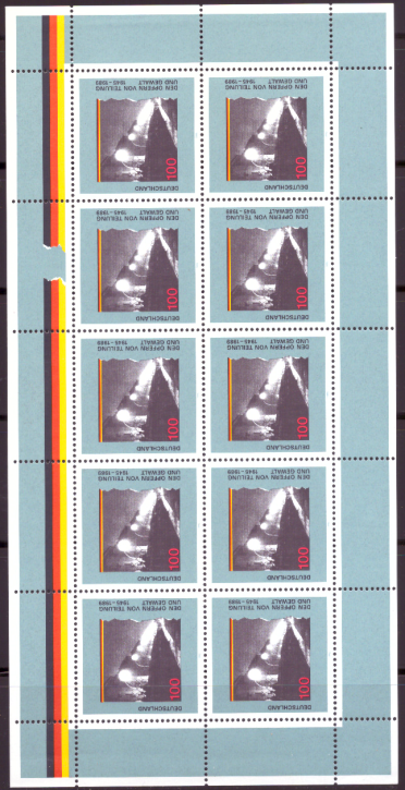 Briefmarken BRD (Bund) 1995, Mi.Nr. 1830 Kleinbogen, Den Opfern von Teilung und Gewalt 1945-1989. Postfrisch