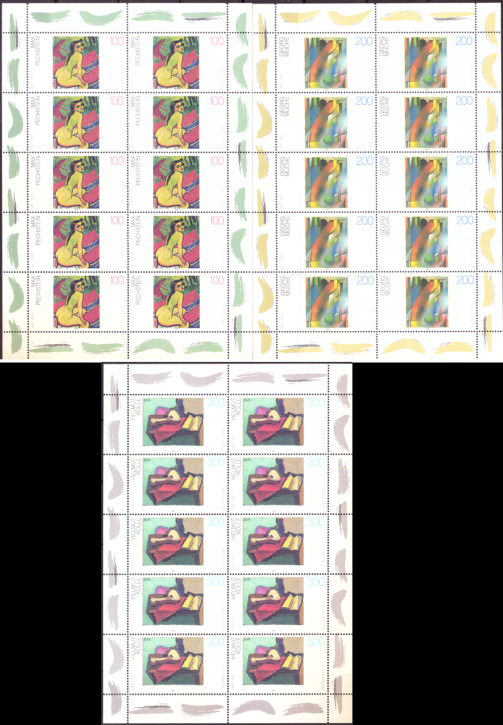 Briefmarken BRD (Bund) 1996, Mi.Nr. 1843-45 Kleinbogensatz, Deutsche Malerei des 20. Jahrhunderts (V). Postfrisch