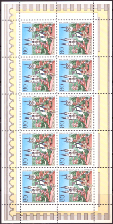 Briefmarken BRD (Bund) 1996, Mi.Nr. 1846 Kleinbogen, Domplatz zu Halberstadt. Postfrisch