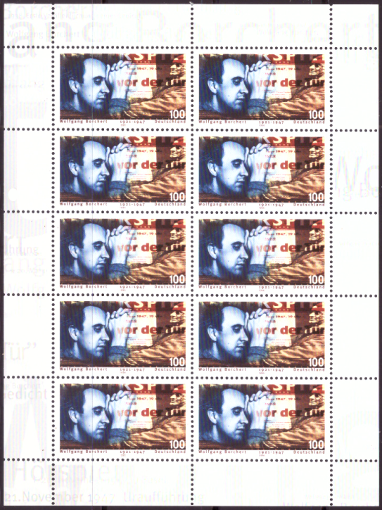 Briefmarken BRD (Bund) 1996, Mi.Nr. 1858 Kleinbogen, Wolfgang Borchert. Postfrisch