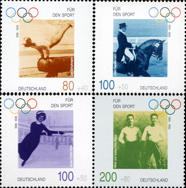 Briefmarken BRD (Bund) 1996, Mi.Nr. 1861-1864, Sporthilfe: 100 Jahre Olympische Spiele. Postfrisch