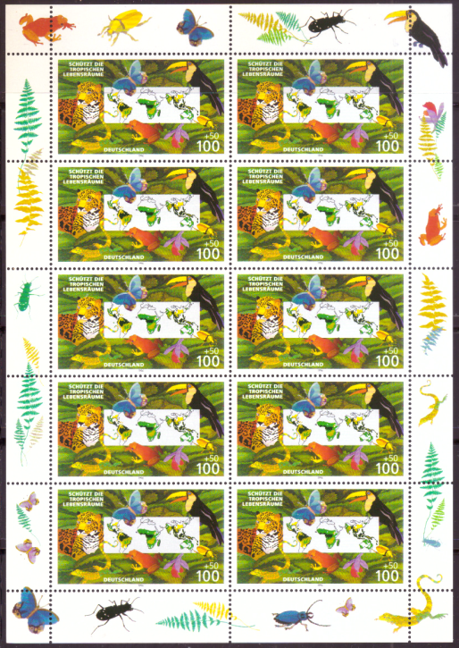 Briefmarken BRD (Bund) 1996, Mi.Nr. 1867 Kleinbogen, Umweltschutz. Postfrisch