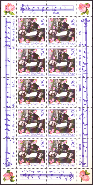 Briefmarken BRD (Bund) 1996, Mi.Nr. 1876 Kleinbogen, Paul Lincke. Postfrisch