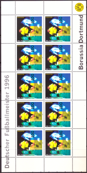 Briefmarken BRD (Bund) 1996, Mi.Nr. 1879 Kleinbogen, Borussia Dortmund. Postfrisch