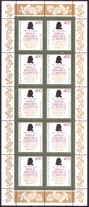 Briefmarken BRD (Bund) 1996, Mi.Nr. 1880 Kleinbogen, Homöopathie. Postfrisch