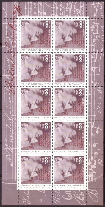 Briefmarken BRD (Bund) 1996, Mi.Nr. 1888 Kleinbogen, Anton Bruckner. Postfrisch