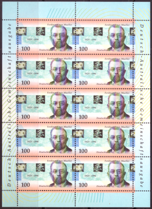 Briefmarken BRD (Bund) 1996, Mi.Nr. 1889 Kleinbogen, Freiherr Sir Ferdinand von Mueller. Postfrisch