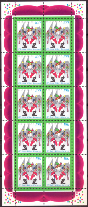 Briefmarken BRD (Bund) 1997, Mi.Nr. 1903 Kleinbogen, 175 Jahre Kölner Karneval. Postfrisch