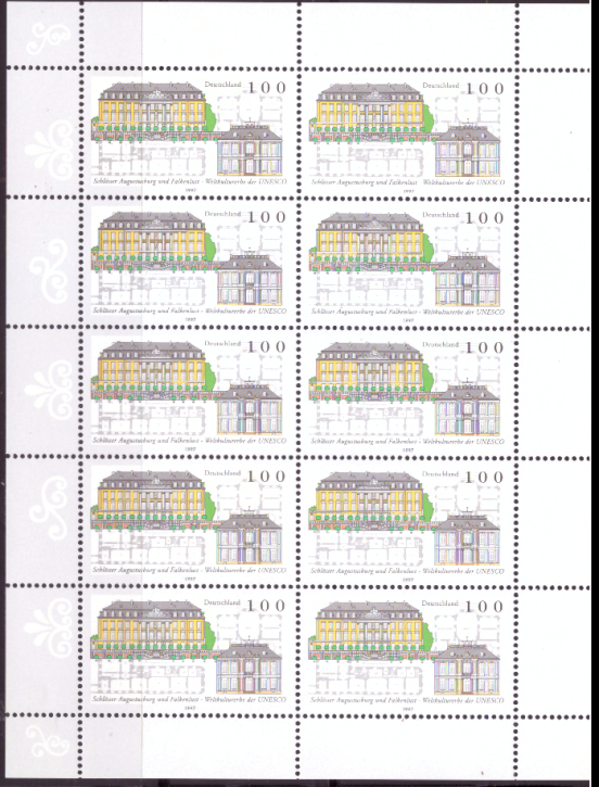 Briefmarken BRD (Bund) 1997, Mi.Nr. 1913 Kleinbogen, UNESCO-Welterbe (IV). Postfrisch
