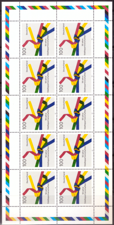 Briefmarken BRD (Bund) 1997, Mi.Nr. 1917 Kleinbogen, Städtepartnerschaften. Postfrisch