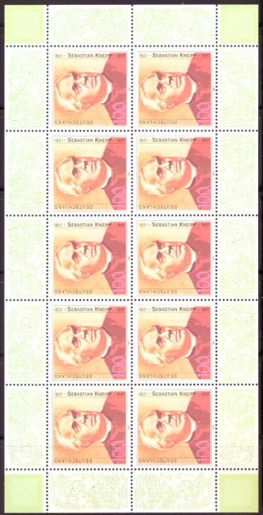 Briefmarken BRD (Bund) 1997, Mi.Nr. 1925 Kleinbogen, Sebastian Kneipp. Postfrisch