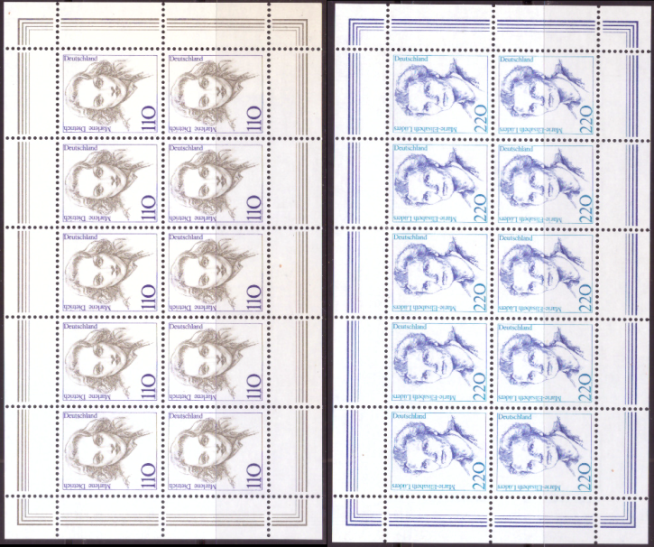 Briefmarken BRD (Bund) 1997, Mi.Nr. 1939-1940 Kleinbogensatz, Freimarken: Frauen der deutschen Geschichte (XVI). Postfrisch