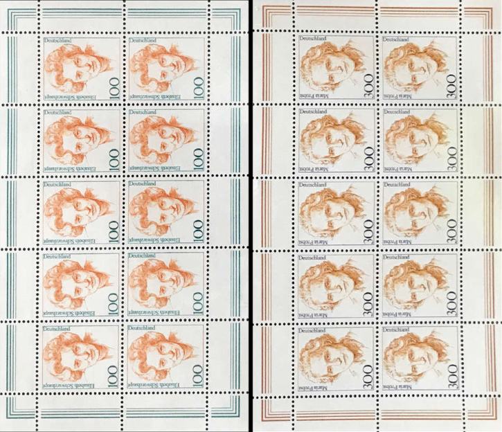 Briefmarken BRD (Bund) 1997, Mi.Nr. 1955-1956 Kleinbogensatz, Freimarken: Frauen der deutschen Geschichte (XVII). Postfrisch