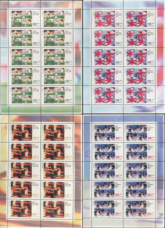 Briefmarken BRD (Bund) 1998, Mi.Nr. 1968-1971 Kleinbogensatz,  Sporthilfe. Postfrisch