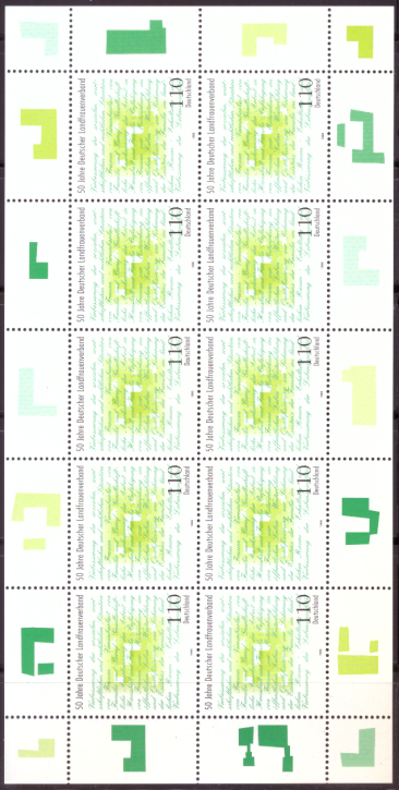 Briefmarken BRD (Bund) 1998, Mi.Nr. 1988 Kleinbogen, Landfrauenverband. Postfrisch