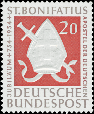 Briefmarken BRD (Bund) 1954, Mi.Nr. 199, 1200. Todestag des hl. Bonifatius. Postfrisch