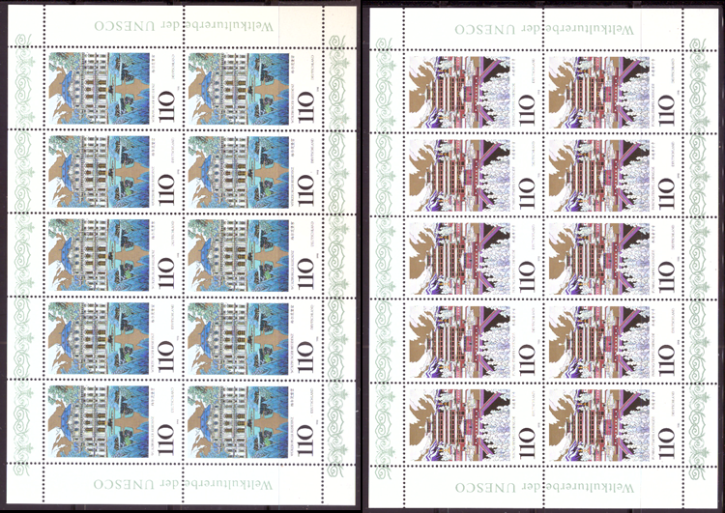 Briefmarken BRD (Bund) 1998, Mi.Nr. 2007-2008 Kleinbogensatz, UNESCO-Welterbe (VII). Postfrisch