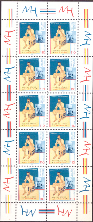 Briefmarken BRD (Bund) 1998, Mi.Nr. 2012 Kleinbogen, Manfred Hausmann. Postfrisch