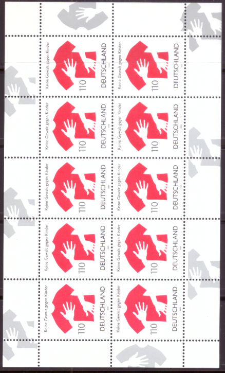 Briefmarken BRD (Bund) 1998, Mi.Nr. 2013 Kleinbogen, Keine Gewalt gegen Kinder. Postfrisch