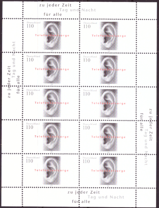Briefmarken BRD (Bund) 1998, Mi.Nr. 2021 Kleinbogen, Telefonseelsorge. Postfrisch