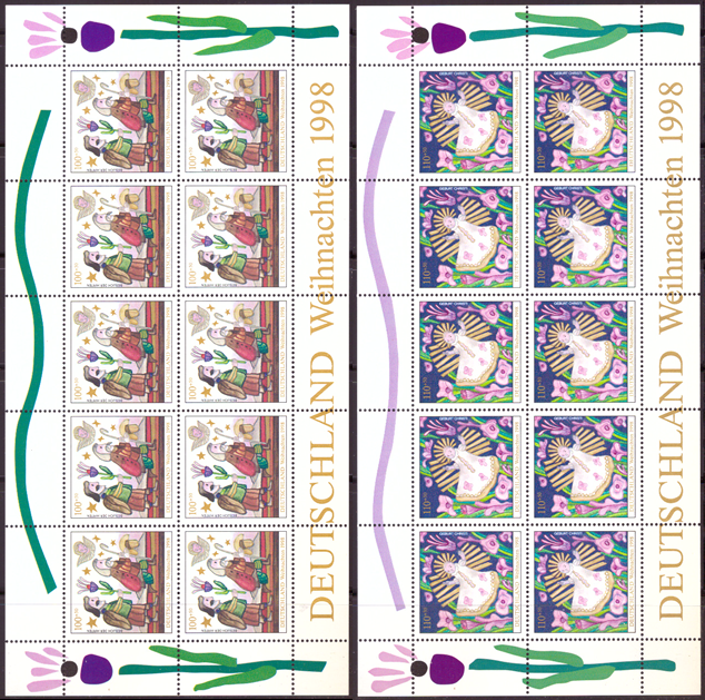 Briefmarken BRD (Bund) 1998, Mi.Nr. 2023-2024 Kleinbogensatz, Weihnachten. Postfrisch