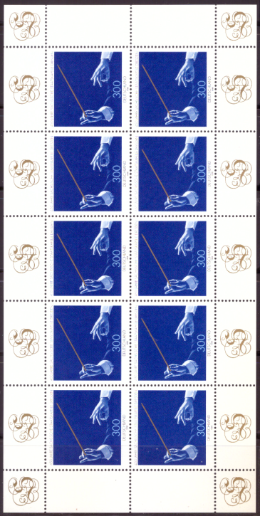 Briefmarken BRD (Bund) 1998, Mi.Nr. 2025 Kleinbogen, Sächsische Staatskapelle, Dresden. Postfrisch