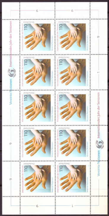 Briefmarken BRD (Bund) 1999, Mi.Nr. 2027 Kleinbogen, Internationales Jahr des Senioren. Postfrisch