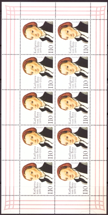 Briefmarken BRD (Bund) 1999, Mi.Nr. 2029 Kleinbogen, Katharina von Bora. Postfrisch