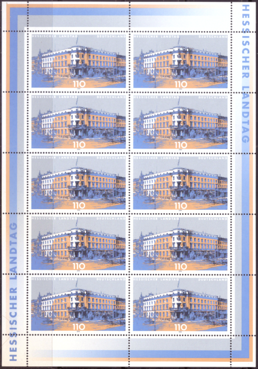 Briefmarken BRD (Bund) 1999, Mi.Nr. 2030 Kleinbogen, Landesparlamente in Deutschland (II). Postfrisch