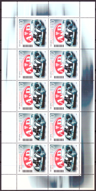 Briefmarken BRD (Bund) 1999, Mi.Nr. 2043 Kleinbogen, Automobilclub von Deutschland (AvD). Postfrisch