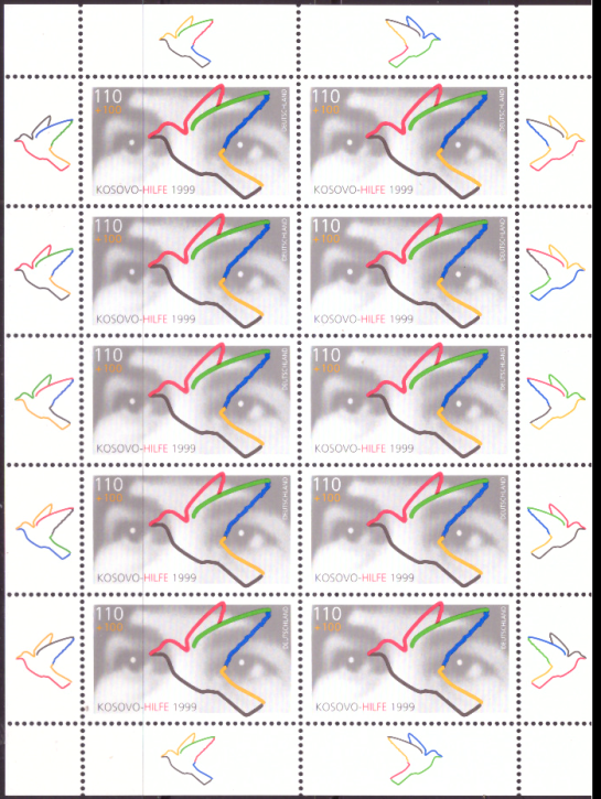 Briefmarken BRD (Bund) 1999, Mi.Nr. 2045 Kleinbogen, Kosovo-Hilfe. Postfrisch