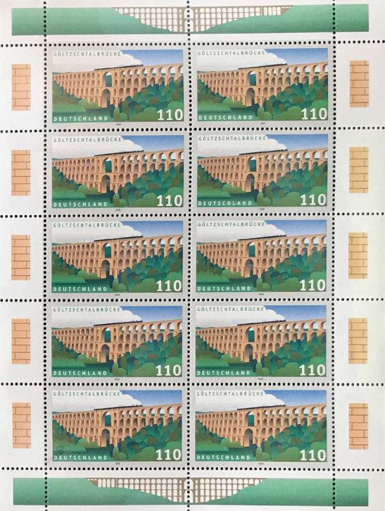 Briefmarken BRD (Bund) 1999, Mi.Nr. 2082 Kleinbogen. Brücken (III). Postfrisch