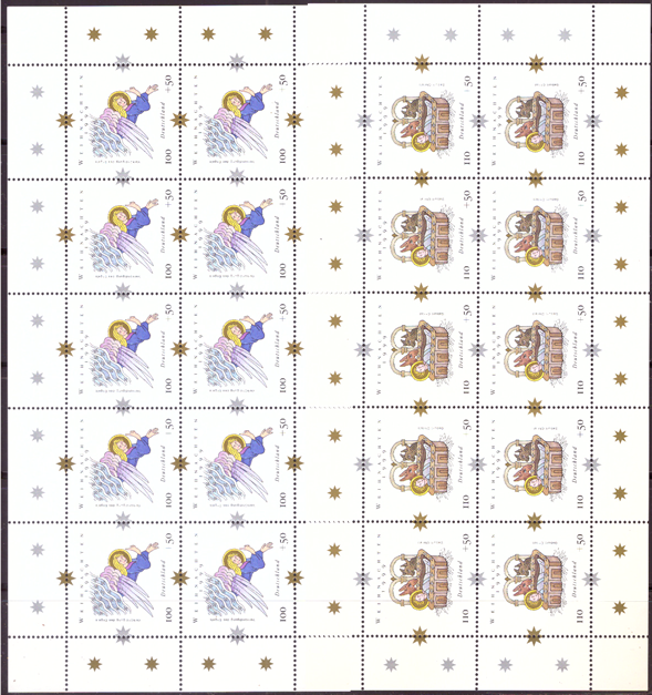 Briefmarken BRD (Bund) 1999, Mi.Nr. 2084-2085 Kleinbogensatz, Weihnachten. Postfrisch