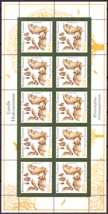 Briefmarken BRD (Bund) 1999, Mi.Nr. 2086 Kleinbogen, Bedrohte Tierarten (I). Postfrisch