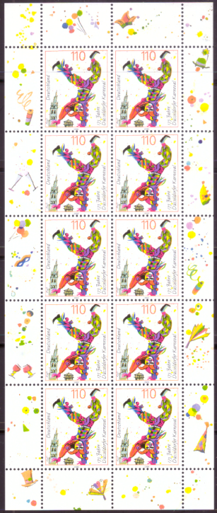 Briefmarken BRD (Bund) 2000, Mi.Nr. 2099 Kleinbogen, Düsseldorfer Karneval. Postfrisch