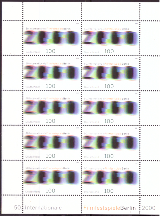 Briefmarken BRD (Bund) 2000, Mi.Nr. 2102 Kleinbogen, Filmfestspiele, Berlin. Postfrisch