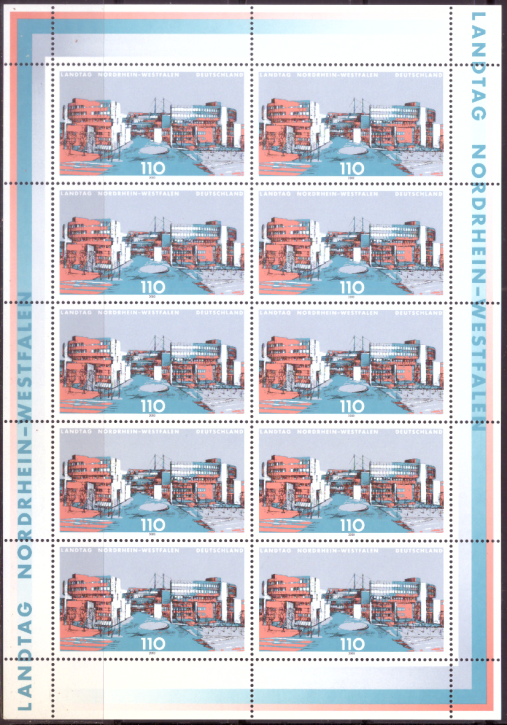 Briefmarken BRD (Bund) 2000, Mi.Nr. 2110 Kleinbogen, Landesparlamente in Deutschland (VI). Postfrisch