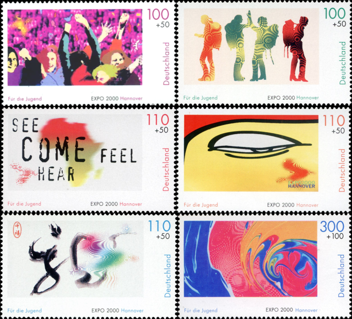 Briefmarken BRD (Bund) 2000, Mi.Nr. 2117-2122. Jugend: EXPO 2000. Postfrisch