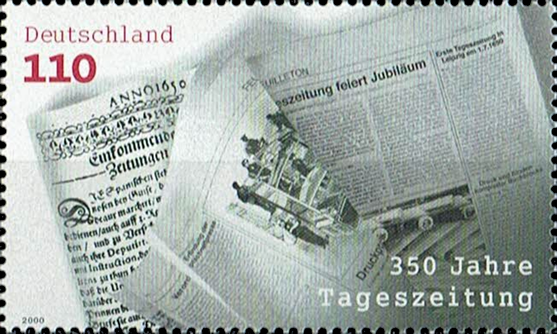 Briefmarken BRD (Bund) 2000, Mi.Nr. 2123. 350 Jahre Tageszeitungen. Postfrisch