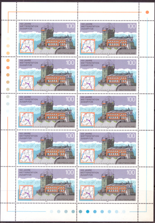 Briefmarken BRD (Bund) 2000, Mi.Nr. 2127 Kleinbogen, Wetterstation Zugspitze. Postfrisch