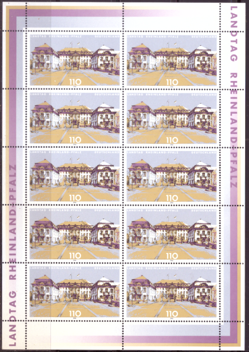 Briefmarken BRD (Bund) 2000, Mi.Nr. 2129 Kleinbogen, Landesparlamente in Deutschland (VII). Postfrisch